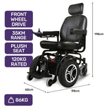 EQUIPMED Front Wheel Drive Power Electric Wheelchair, Up to 35km Range, Ultra-Comfortable, Safe Stable Non-Slip Anti-Roll Back Power Assist Chair - Rear View