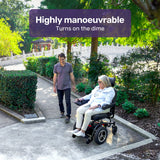 EQUIPMED Front Wheel Drive Power Electric Wheelchair, Up to 35km Range, Ultra-Comfortable, Safe Stable Non-Slip Anti-Roll Back Power Assist Chair - Top-Down View