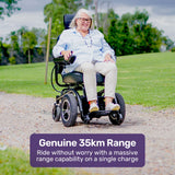 EQUIPMED Front Wheel Drive Power Electric Wheelchair, Up to 35km Range, Ultra-Comfortable, Safe Stable Non-Slip Anti-Roll Back Power Assist Chair - Side View