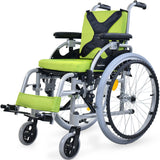 EQUIPMED Kids Premium Paediatric Wheelchair, Lightweight Aluminium, 22' Wheels, 75kg Rated, Green