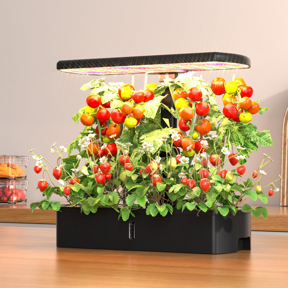 Smart Hydroponic Gardening System with Adjustable Height and LED Grow Lights
