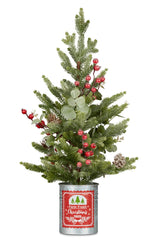 Christmas Tree with Lights in Tin Pot - 62cm - Front View