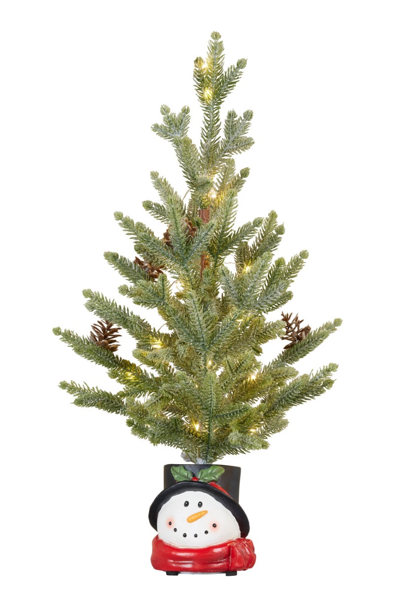 Christabelle Christmas Tree with Lights in Snowman Pot - 55cm