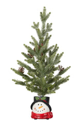 Christabelle Christmas Tree with Lights in Snowman Pot - 55cm