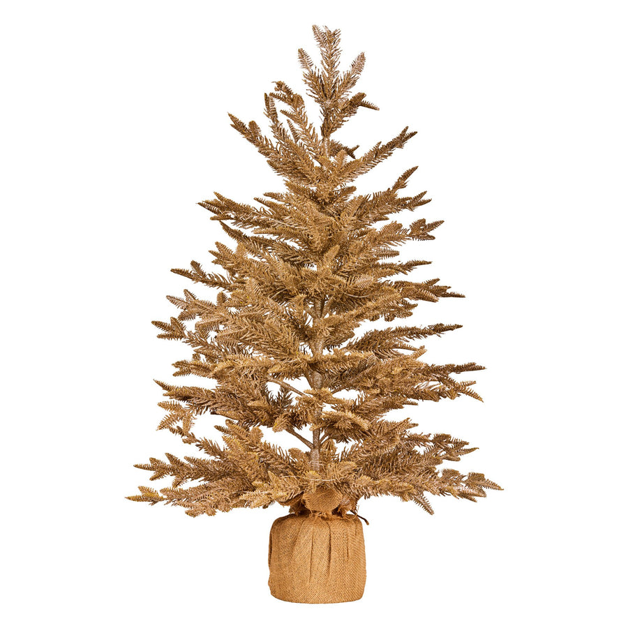 Christabelle 3ft Christmas Tree with Lights - Gold Fir in Hessian Base