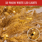 Christabelle 3ft Christmas Tree with Lights - Gold Fir in Hessian Base