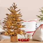 Christabelle 3ft Christmas Tree with Lights - Gold Fir in Hessian Base