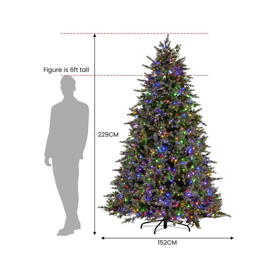 Bergen Fir 7.5ft Multicolour Pre-Lit Christmas Tree