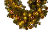 Christmas Garland with Lights 274cm with Gold & Rose Gold Baubles - Side View