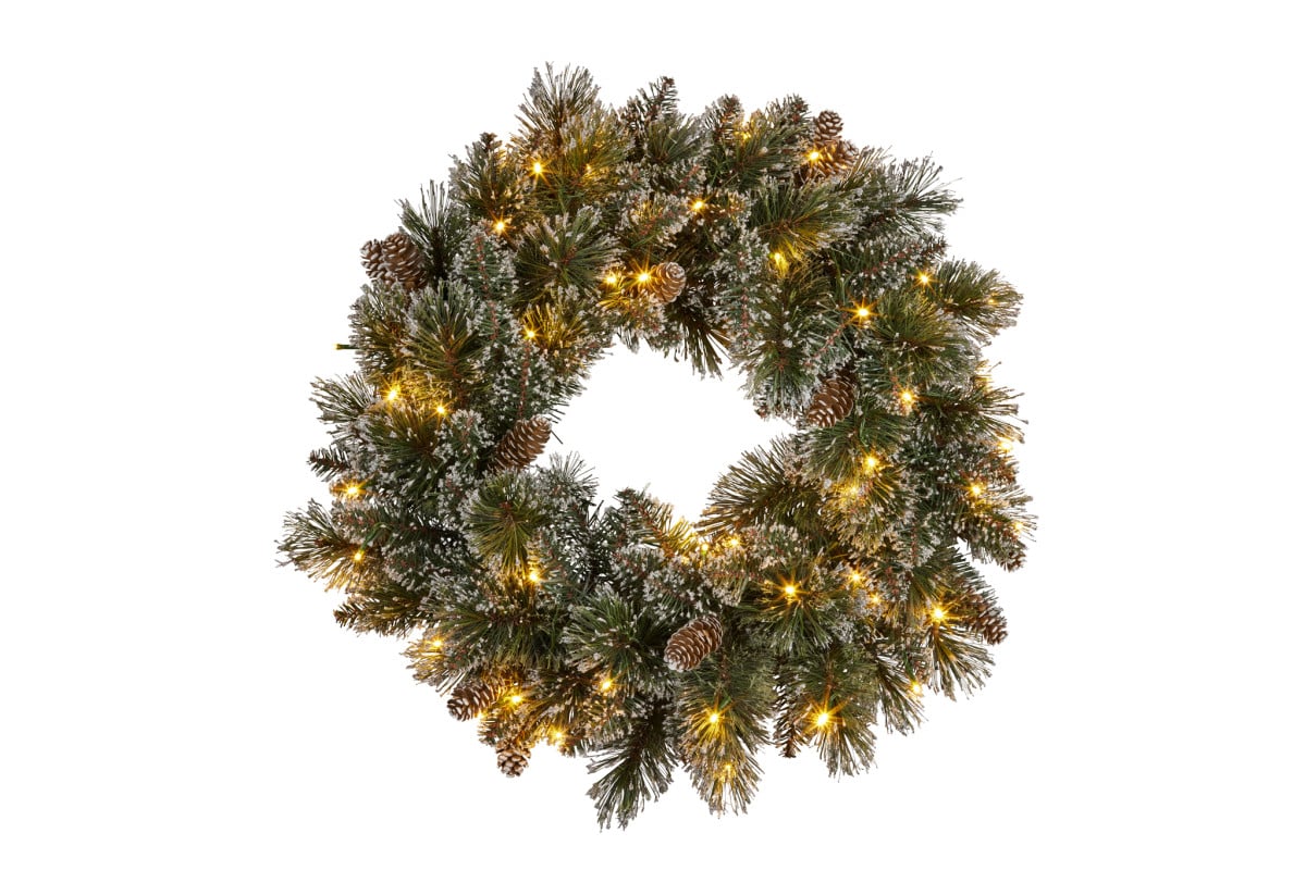 Christabelle Christmas Wreath with Lights - 61cm Cashmere