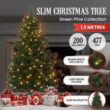 137cm Pine Slimline Christmas Tree with Lights - Side View