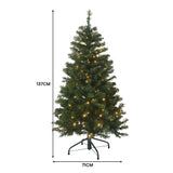 137cm Pine Slimline Christmas Tree with Lights - Top-Down View