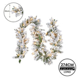 Christabelle Snowy Atica Pre-Lit Christmas Garland - 274cm - Top-Down View