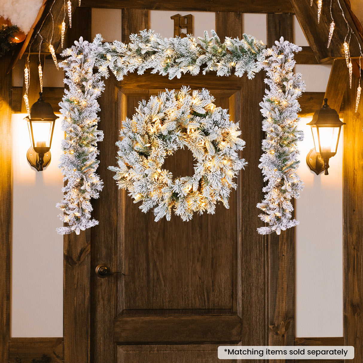 Christabelle Snowy Atica Pre-Lit Christmas Wreath - 61cm
