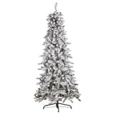 Christabelle 7.5ft Christmas Tree with Lights- Snowy Norwegian Slimline - Side View