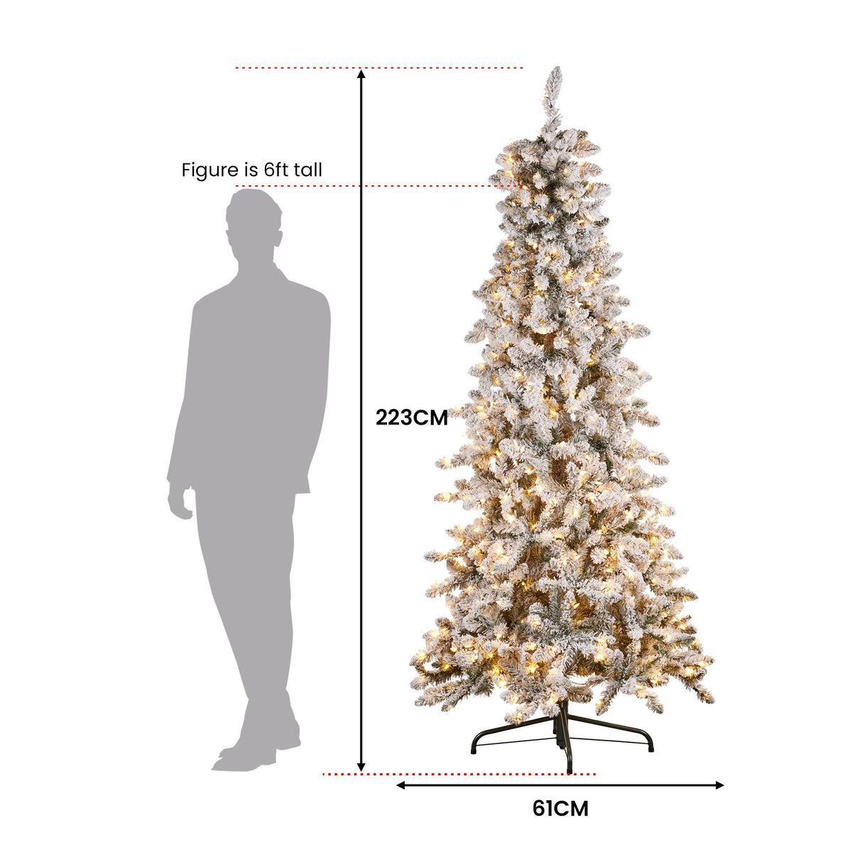 Christabelle 7.5ft Christmas Tree with Lights- Snowy Norwegian Slimline
