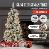 4.5ft - (137cm) Snowy Slimline Christmas Tree with Lights - Front View