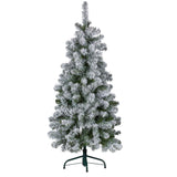 4.5ft - (137cm) Snowy Slimline Christmas Tree with Lights - Side View