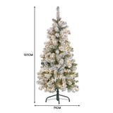 4.5ft - (137cm) Snowy Slimline Christmas Tree with Lights - Top-Down View