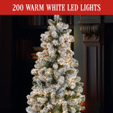 4.5ft - (137cm) Snowy Slimline Christmas Tree with Lights - 45-Degree Angle