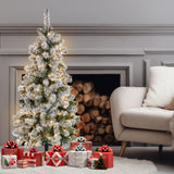 4.5ft - (137cm) Snowy Slimline Christmas Tree with Lights - Rear View
