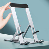 Adjustable Foldable Aluminum Alloy Mobile Phone and Tablet Holder Stand for Home and Office - Top-Down View