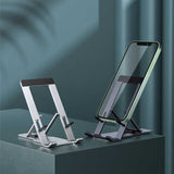 Adjustable Foldable Aluminum Alloy Mobile Phone and Tablet Holder Stand for Home and Office