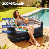 Gardeon Outdoor Air Sofa Inflatable Couch Two-Seater Lounge Chair with Pump Blow Up Couches for Camping - Rear View