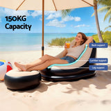 Gardeon Inflatable Chair with Ottoman Air Sofa Blow Up Air Chair for Camping with Pump - Rear View