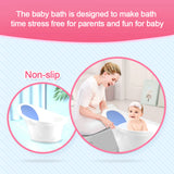 Blue Baby Bath With Backrest & Bum Bump Support - Low Angle