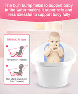 Blue Baby Bath With Backrest & Bum Bump Support - 45-Degree Angle