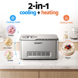 Devanti 2L 2-in-1 Ice Cream & Yogurt Maker Machine No Pre-Freezing Homemade Gelato Sorbet - 45-Degree Angle