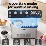 Devanti 2L 2-in-1 Ice Cream & Yogurt Maker Machine No Pre-Freezing Homemade Gelato Sorbet - Close-Up Angle