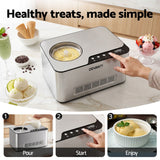 Devanti 2L 2-in-1 Ice Cream & Yogurt Maker Machine No Pre-Freezing Homemade Gelato Sorbet - Low Angle