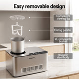 Devanti 2L 2-in-1 Ice Cream & Yogurt Maker Machine No Pre-Freezing Homemade Gelato Sorbet - Extra Image