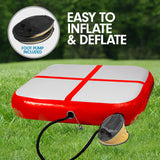 Powertrain 1m Air Inflatable Tumbling Mat Block - Red - Top-Down View