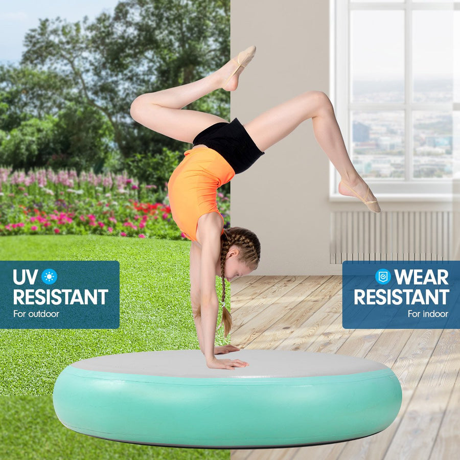 Powertrain 1m Air Track Spot Round Inflatable Tumbling Mat - Green