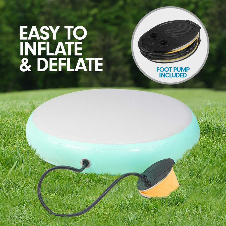 Powertrain 1m Air Track Spot Round Inflatable Tumbling Mat - Green