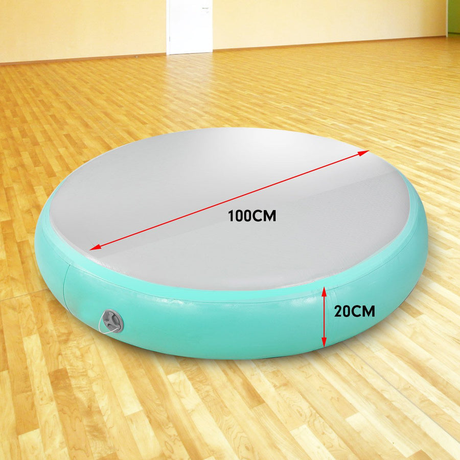 Powertrain 1m Air Track Spot Round Inflatable Tumbling Mat - Green