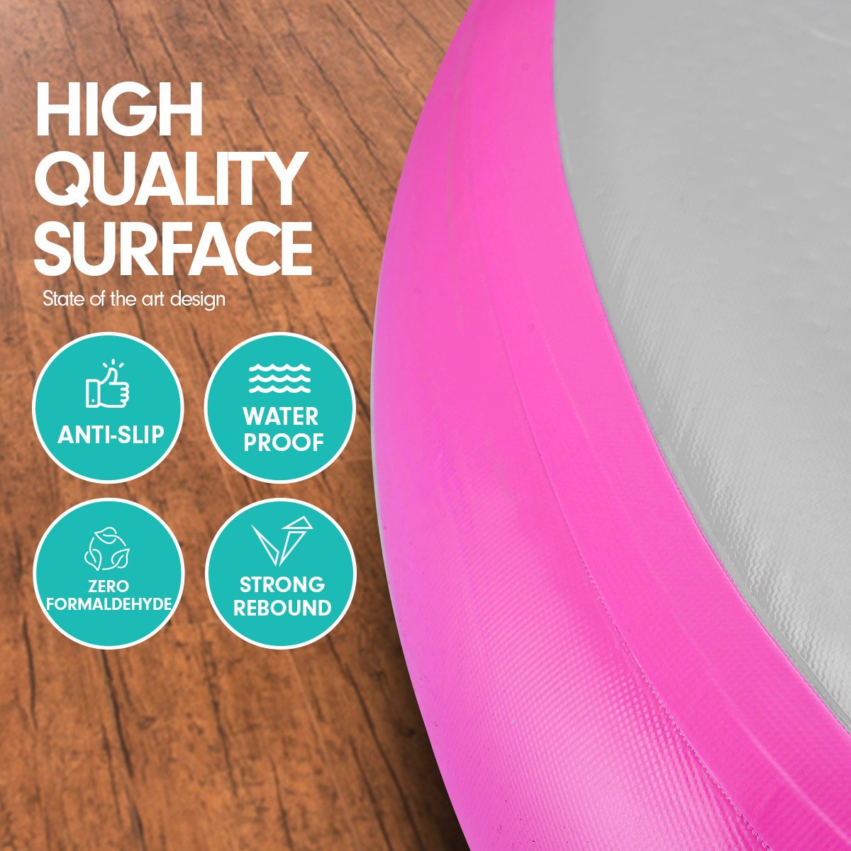 Powertrain 1m Air Track Spot Round Inflatable Tumbling Mat - Pink