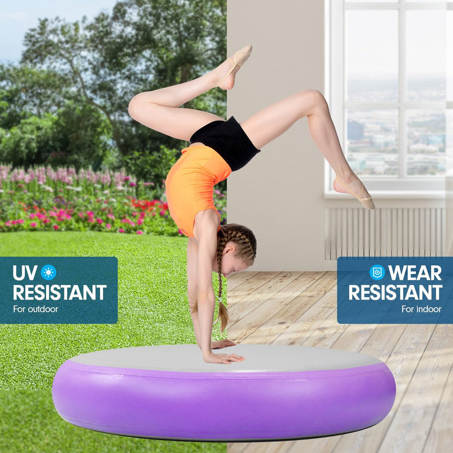 Powertrain 1m Air Track Spot Round Inflatable Tumbling Mat - Purple