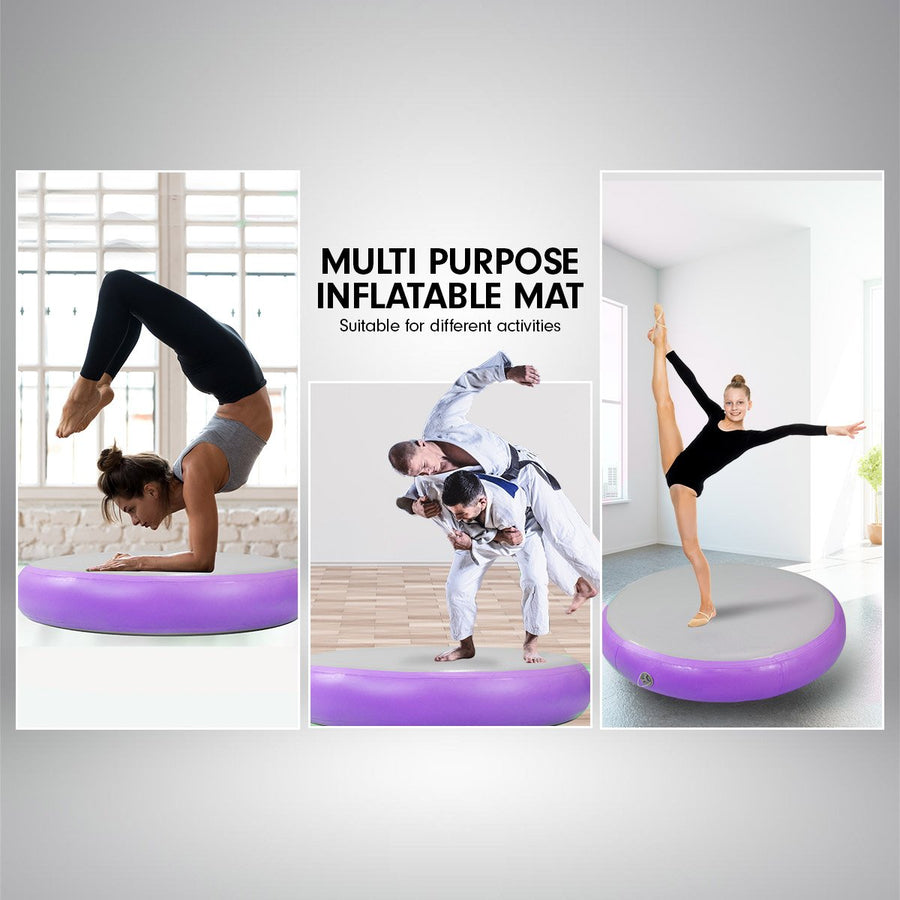 Powertrain 1m Air Track Spot Round Inflatable Tumbling Mat - Purple