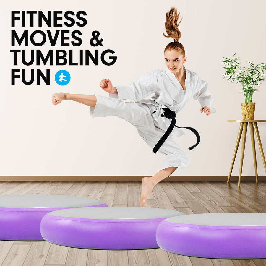 Powertrain 1m Air Track Spot Round Inflatable Tumbling Mat - Purple