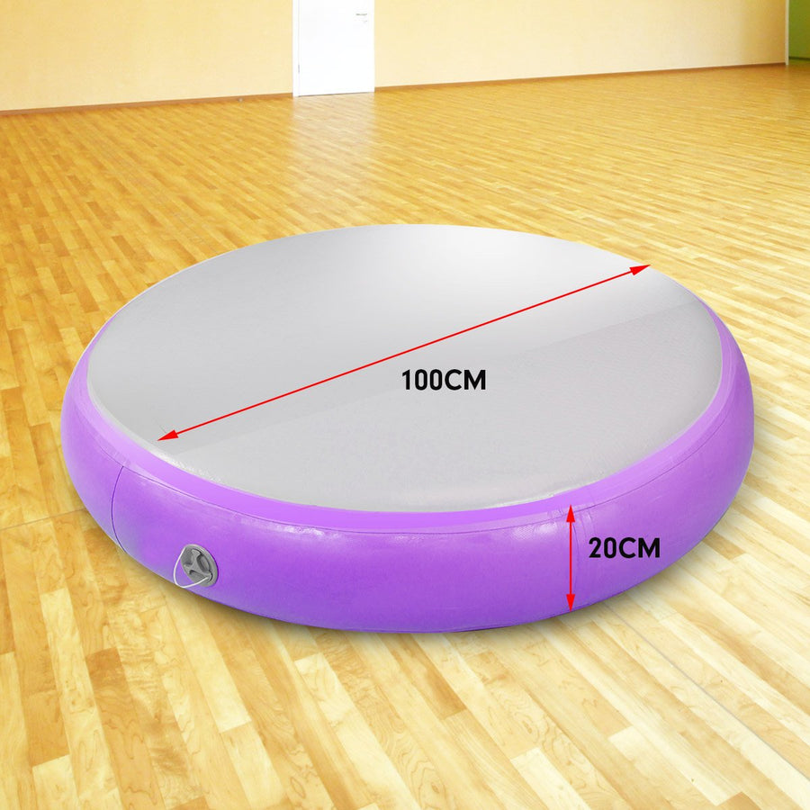 Powertrain 1m Air Track Spot Round Inflatable Tumbling Mat - Purple