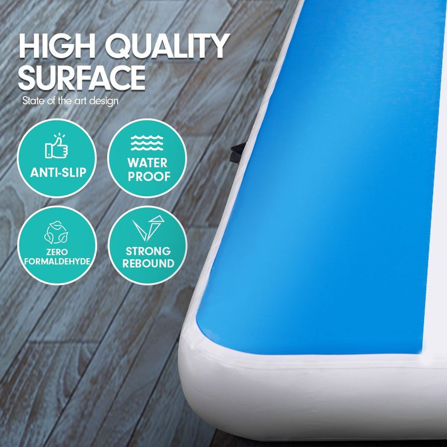 Powertrain 4m x 1m Air Track Inflatable Gymnastics Mat - Blue White
