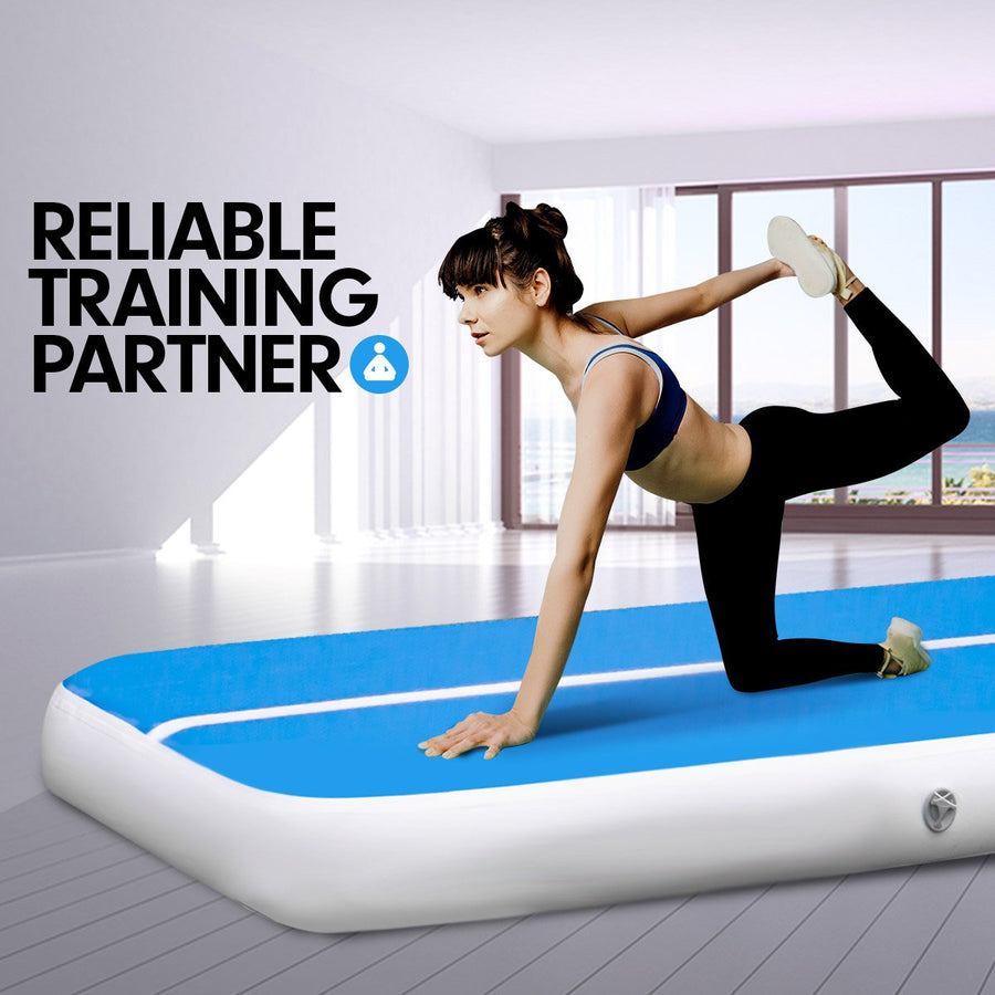 Powertrain 4m x 1m Air Track Inflatable Gymnastics Mat - Blue White