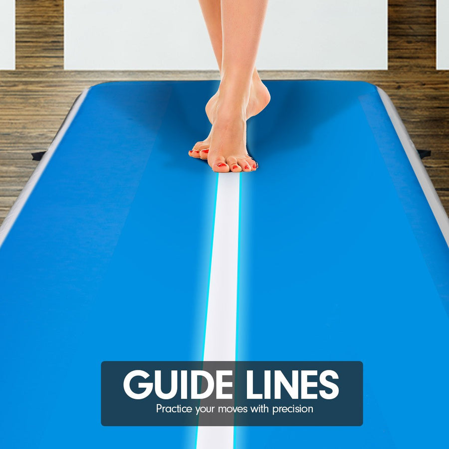 Powertrain 4m x 1m Air Track Inflatable Gymnastics Mat - Blue White