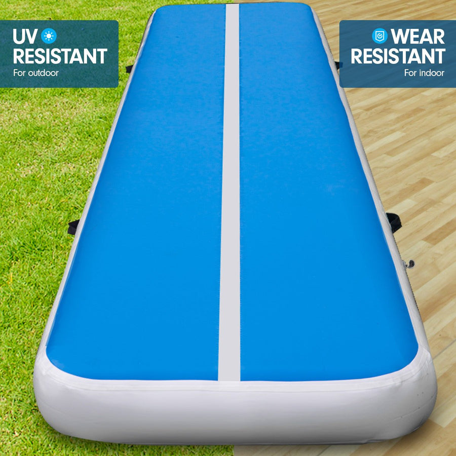 Powertrain 4m x 1m Air Track Inflatable Gymnastics Mat - Blue White