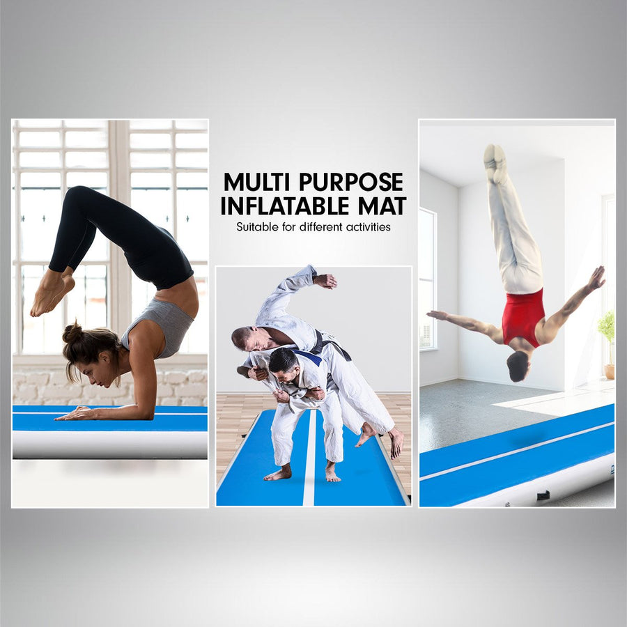 Powertrain 4m x 1m Air Track Inflatable Gymnastics Mat - Blue White