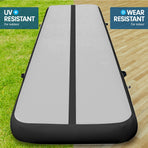 Powertrain 4m x 2m x 20cm Air Track Gymnastics Mat Tumbling Exercise - Grey Black
